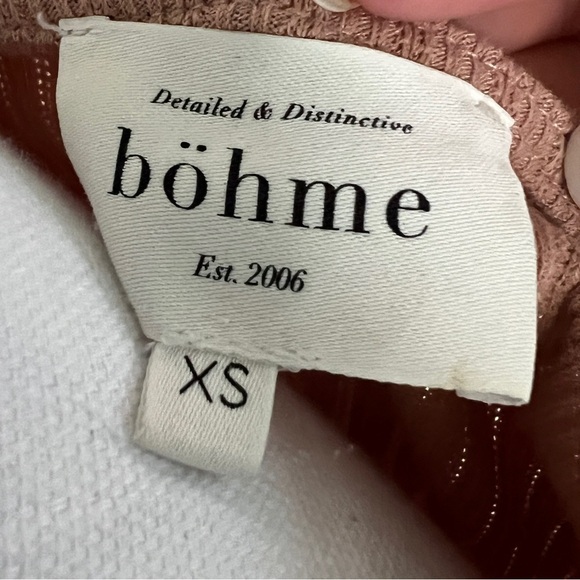 Boheme Textured Scoop Neck Top hook closure front, long sleeve blouse Size XS - Picture 5 of 6